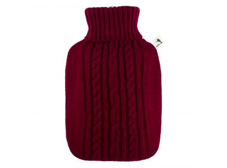 Klassik-Wärmflasche Strickbezug rot