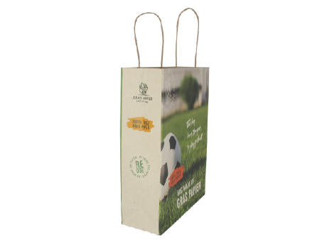 Tasche aus Graspapier, 50% baumfrei 120 gsm, 310x120x410 mm.