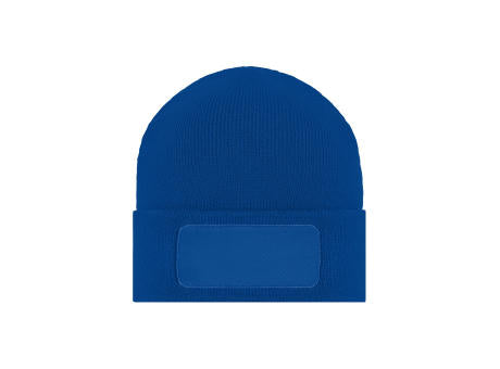 Knitted Beanie with Patch (10cm x 5cm) - Klassische Strickmütze mit Baumwoll-Patch