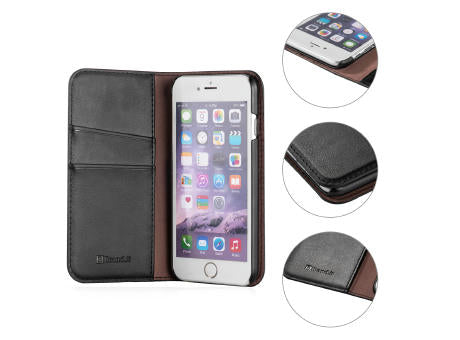 Handy Hülle iPhone™ 7/8/SE(2020/2022) Flamingo Premium Wallet Flip Case Kunstleder schwarz