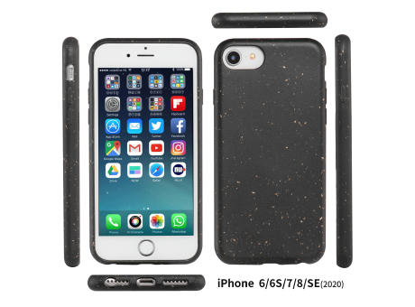Handy Hülle kompostierbar iPhone™ 6/6s/7/8/SE(2020) Turtle Eco Soft Case PLA + Bambus schwarz