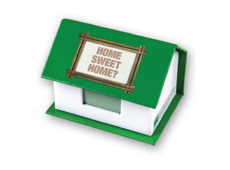 Hardcover-Haus mit Notizblätter