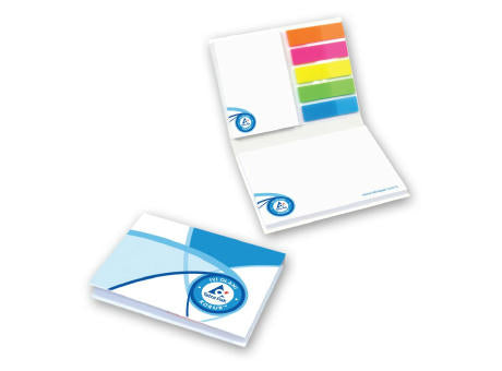 Kartoncover mit Haftnotizen und Indexstreifen