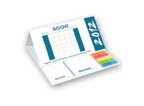 Hardcover-Aufstell-Kalender mit Haftnotizen und Indexstreifen