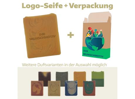 Logoseife groß in 4-farbiger Faltschachtel (Frischgewicht 104g)