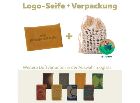 Logoseife klein in Peeling-Säckchen (Frischgewicht 52g)