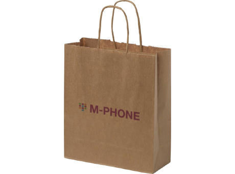 Kraftpapiertasche 80 g/m² mit gedrehten Griffen – 18 × 8 × 21 cm