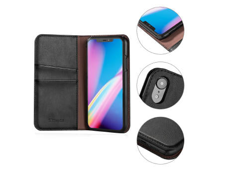 Handy Hülle iPhone™ 17 pro Flamingo Premium Wallet Flip Case Kunstleder schwarz