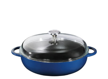 Küchenprofi Bauernpfanne PROVENCE mit hohem Glasdeckel 28cm ocean blue