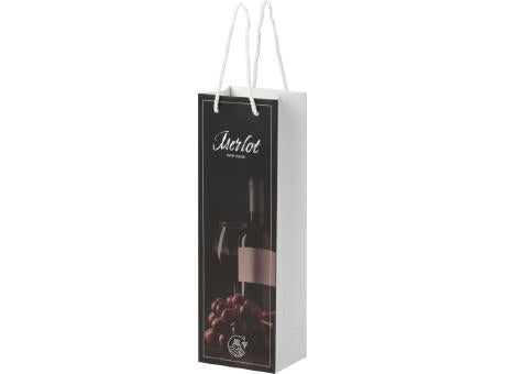 Handgefertigte 170 g/m² Weinflaschentüte aus Integra-Papier mit Kunststoff Kordelgriffen – 12 × 9 × 37 cm
