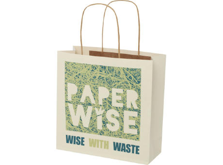 Papiertüte 150 g/m² aus landwirtschaftlichen Reststoffen mit gedrehten Griffen – 24 × 9 × 24 cm