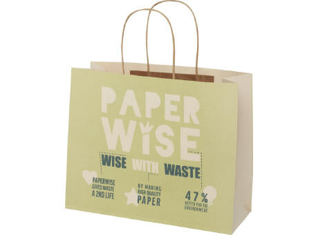Papiertüte 150 /m² aus landwirtschaftlichen Reststoffen mit gedrehten Griffen – 31 × 12 × 25 cm