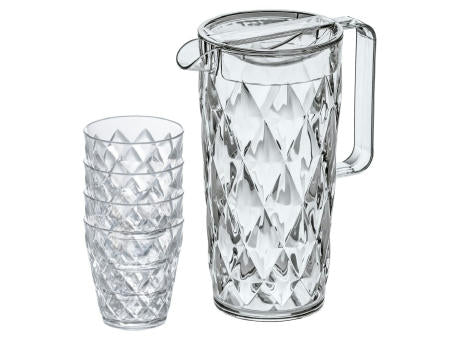 KOZIOL CRYSTAL Kanne 1,6l mit 4 Becher 250ml