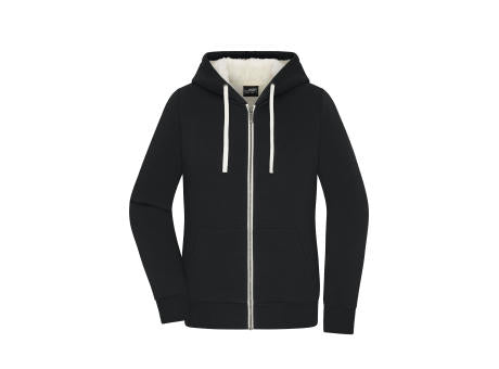 Ladies' Doubleface Jacket OCS Blended - Kapuzenjacke aus BIO-Baumwolle mit weichem Sherpa-Futter