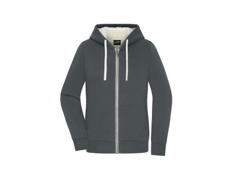 Ladies' Doubleface Jacket OCS Blended - Kapuzenjacke aus BIO-Baumwolle mit weichem Sherpa-Futter