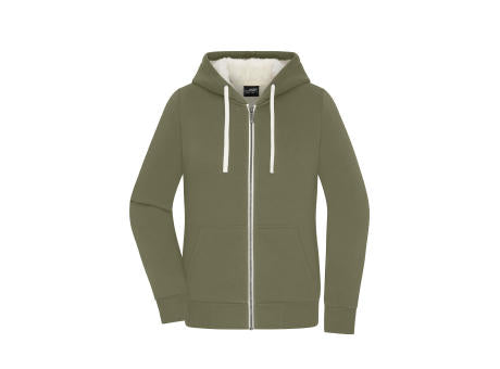 Ladies' Doubleface Jacket OCS Blended - Kapuzenjacke aus BIO-Baumwolle mit weichem Sherpa-Futter