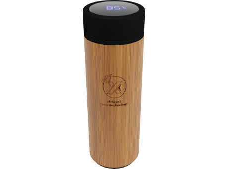 SCX.design D11 500 ml Smart Flasche aus Bambus mit Leuchtlogo