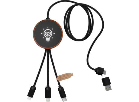 SCX.design C40 5-in-1 Ladekabel aus rPET mit 10W Ladepad und Leuchtlogo