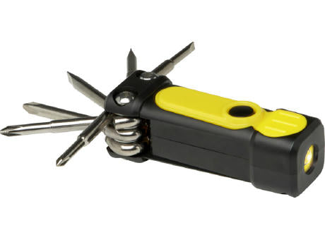 Octo 8-in-1 Schraubenzieher-Set aus recyceltem RCS Kunststoff mit Taschenlampe