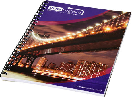 Desk-Mate® A5 Spiralnotizbuch mit bedruckter Rückseite