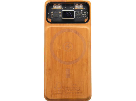 SCX.design P48 10.000 mAh magnetische 15W Powerbank aus Holz mit Leuchtlogo