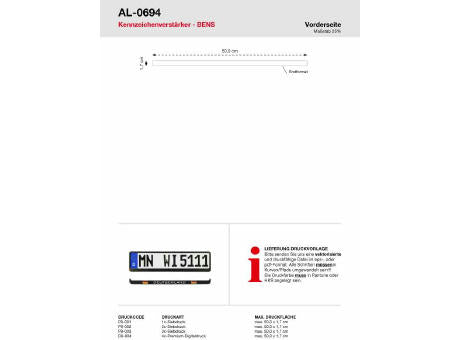 Kennzeichenverstärker "BENS" inkl. 1c-Druck