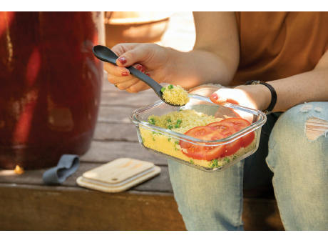 Lunch-Box aus Glas mit Bambusdeckel
