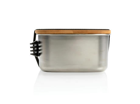 Stainless Steel Lunchbox mit Bambus-Deckel und Göffel