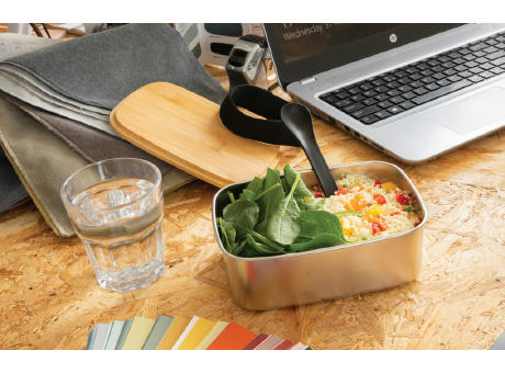 Stainless Steel Lunchbox mit Bambus-Deckel und Göffel