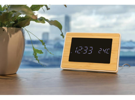 Utah LED-Uhr aus RCS rKunststoff & Bambus