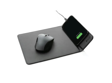Swiss Peak RCS recyceltes 10W Wireless-Charging PU Mauspad