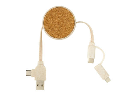 Kork und Weizen 6-in-1 ausziehbares Ladekabel