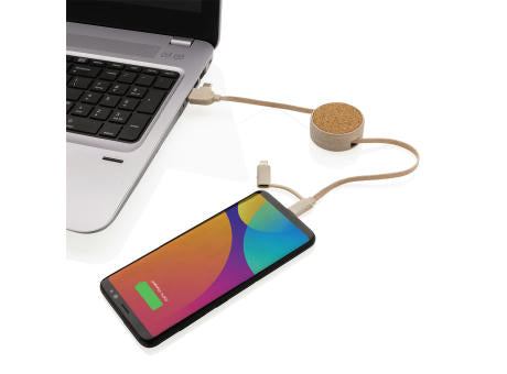 Kork und Weizen 6-in-1 ausziehbares Ladekabel