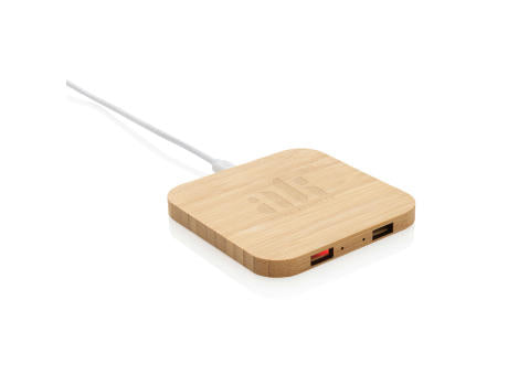 10W Wireless-Charger mit USB aus Bambus