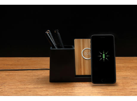 Ontario 10W Wireless Charger aus Bambus und RCS Kunststoff
