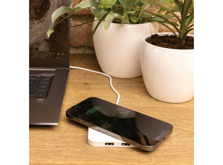 10W Wireless Charger aus RSC recycl. Kunststoff mit Dual-USB