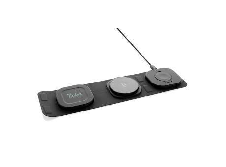 Swiss Peak 15W 3-in 1 Wireless-Reise-Charger aus RCS Plastik