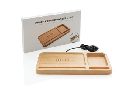 Bambus Schreibtisch-Organizer mit 5W Wireless Charger