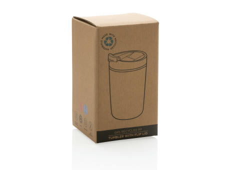 GRS recycelter PP-Becher mit Flip-Deckel