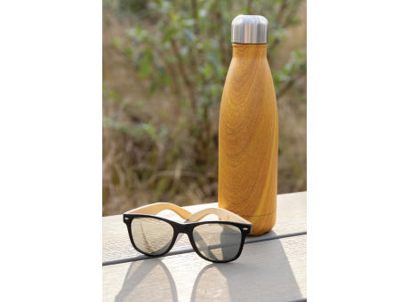 Vakuumisolierte Stainless Steel Flasche mit Holzoptik