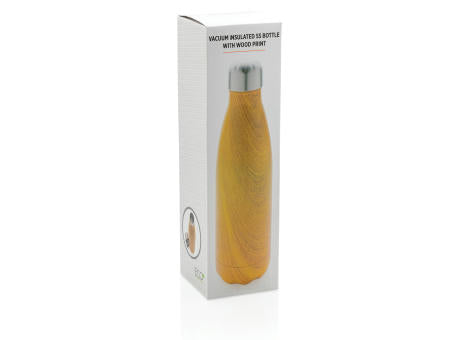 Vakuumisolierte Stainless Steel Flasche mit Holzoptik