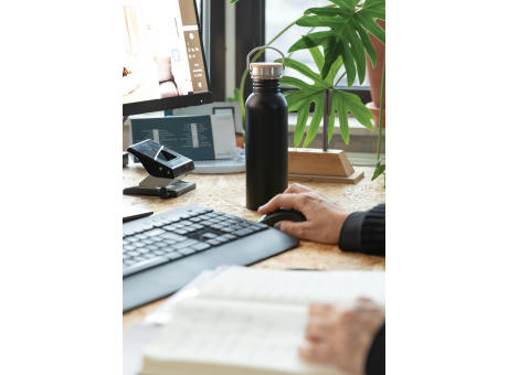 Moderne Stainless-Steel Flasche mit Bambusdeckel