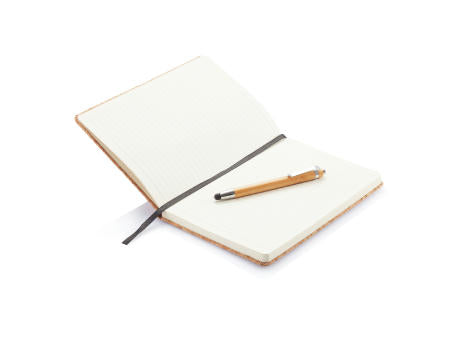 Kork A5 Notizbuch mit Bambus Stift und Stylus