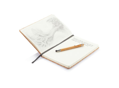 Kork A5 Notizbuch mit Bambus Stift und Stylus