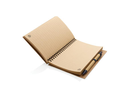 Kraft Spiral-Notizbuch mit Stift