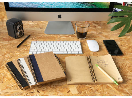 Kraft Spiral-Notizbuch mit Stift
