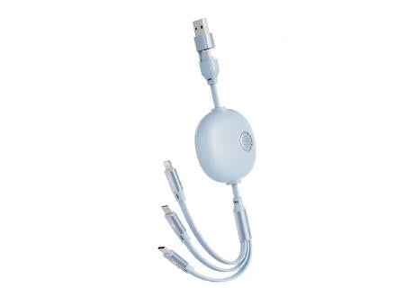 3in2 Retro Aufrollladekabel mit Datentransfer Blau