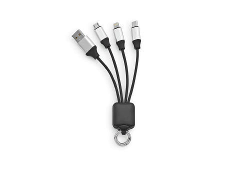 Sagan 4-in-1 Kabel aus rTPR. Mit hinterleuchtetem Logo und Aufhängeöse