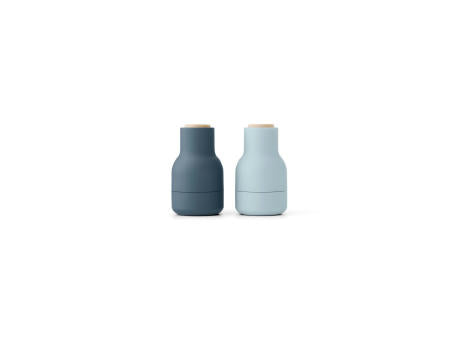 Menu Bottle Grinder Blues mit Buchenrad 2er SET Salz- und Pfeffermuehle klein