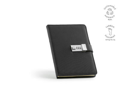 Melville A5 Notizbuch rPET. Metallverschluss. 192 Seiten 70 gsm FSC®-Papier